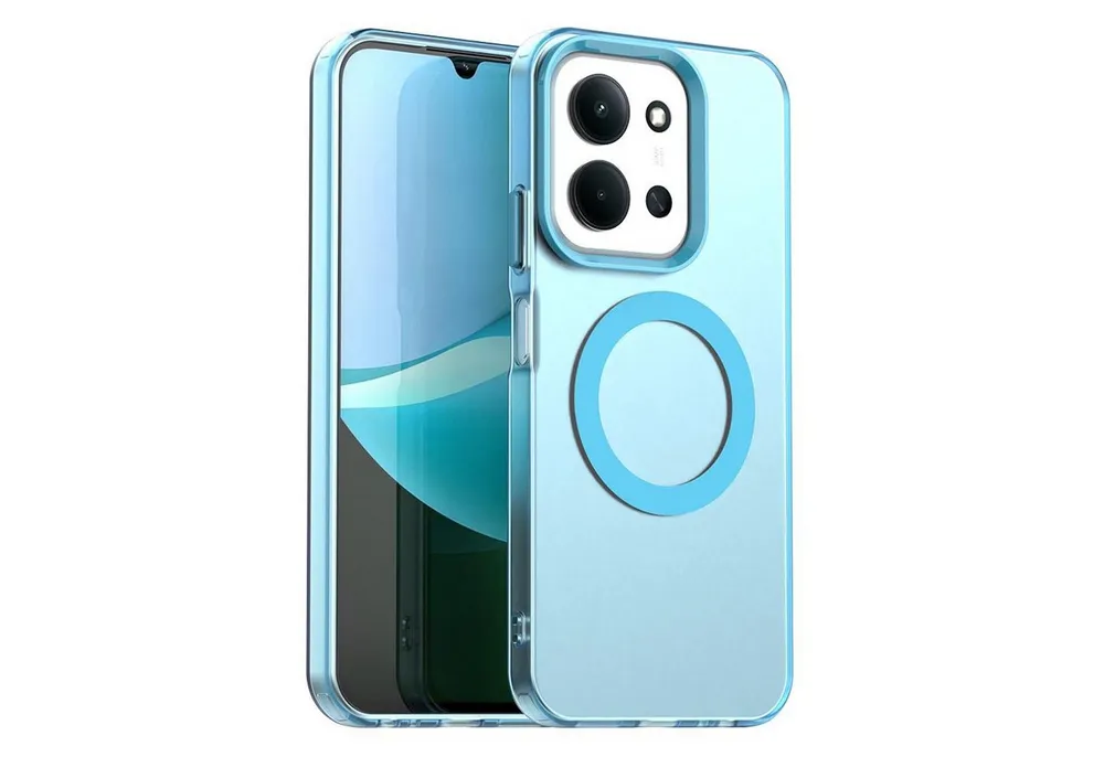 Wigento Handyhülle Für Xiaomi Redmi 15C 5G / 4G Candy Design Magsafe Hybrid Hülle Blau, Magsafe Funktion, Stoßschutz, präzise Aussparungen