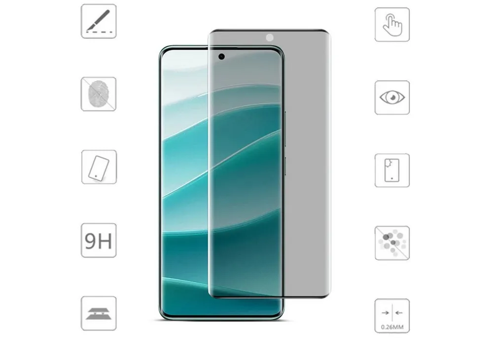 Wigento Handyhülle Für Xiaomi Redmi Note 14 Pro 5G / Pro Plus 5G 4D Privacy Curved Glas, Display Curved PRIVACY Schutz Glas