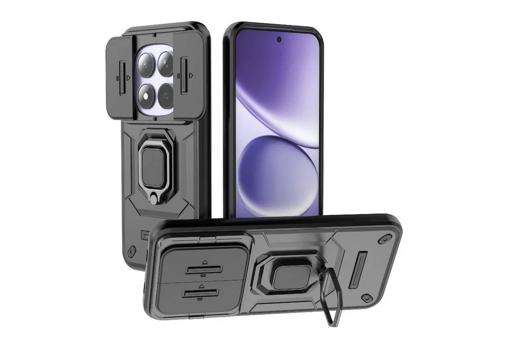 Wigento Handyhülle Für Xiaomi Redmi Note 15 Pro 5G Sliding Kamera Hybrid Ring Schutzhülle, Schiebecover, stoßfest, mit Halterung