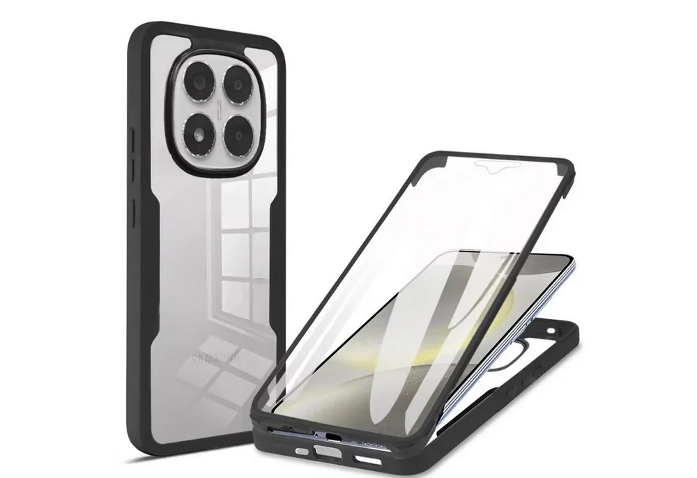 Wigento Handyhülle Für Xiaomi Redmi Note 15 Pro 5G Full Body 360 Acryl TPU Hülle Schwarz, 360 Grad Schutz, stoßdämpfend, robust