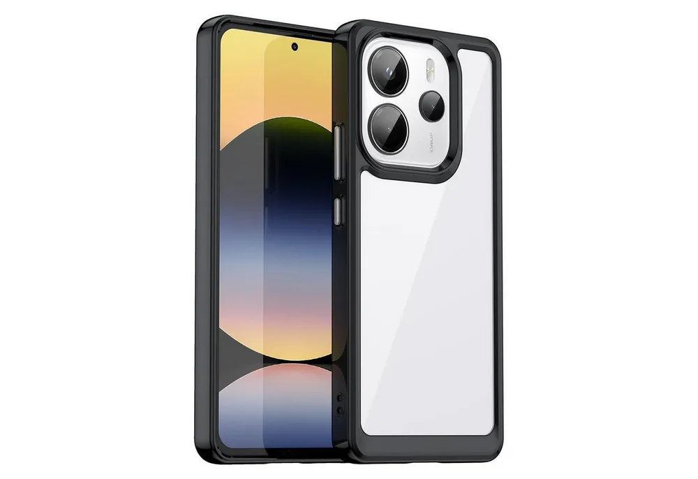 Wigento Handyhülle Für Xiaomi Redmi Note 14 4G Colorful TPU Acryl Hybrid Hülle Schwarz, Colorful Series Hybrid Schutzhülle