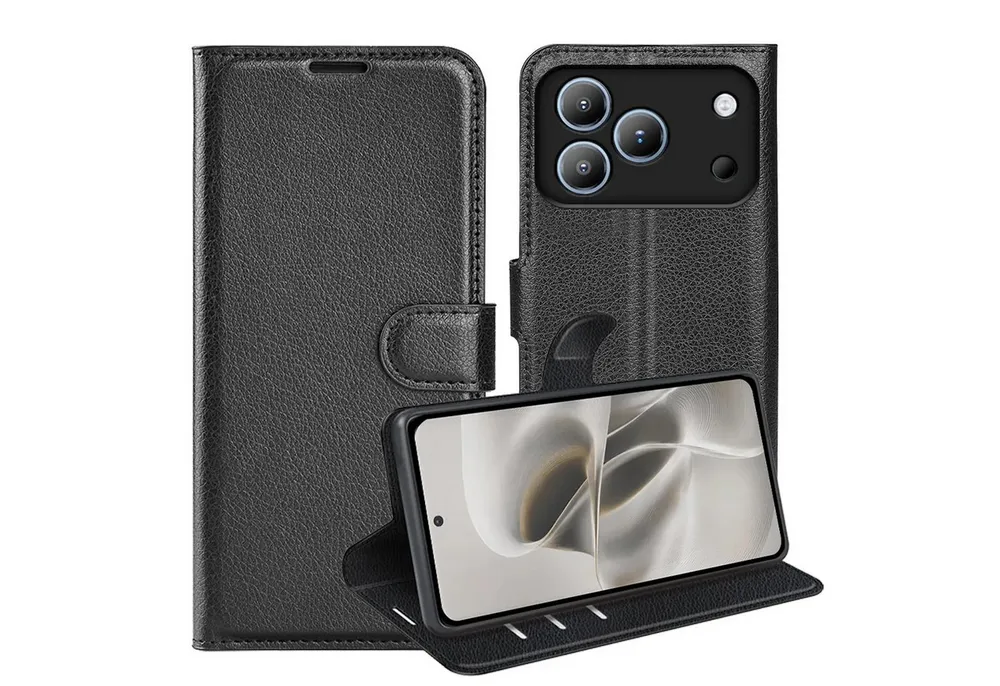 Wigento Handyhülle Klapphülle für Blackview WAVE 7C Kunstleder Wallet Schutz Tasche 6,56 Zoll, Kunstleder Hülle mit Kartenfächern und Standfunktion