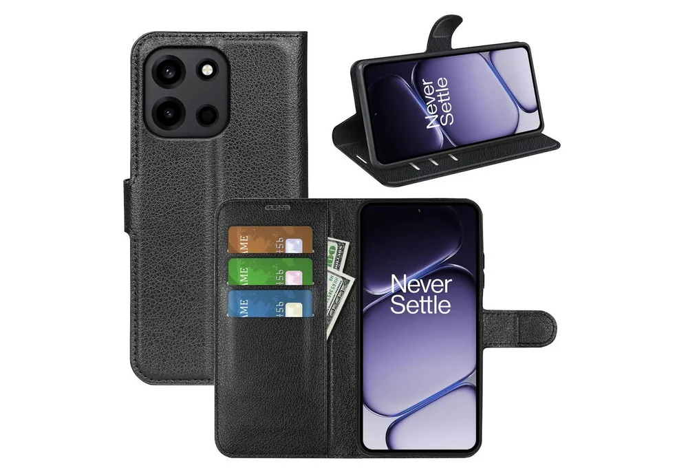 Wigento Handyhülle Klapphülle für OnePlus Nord 6 Kunstleder Wallet Schutz Tasche 6,78 Zoll, Kunstleder Hülle mit Kartenfächern und Standfunktion