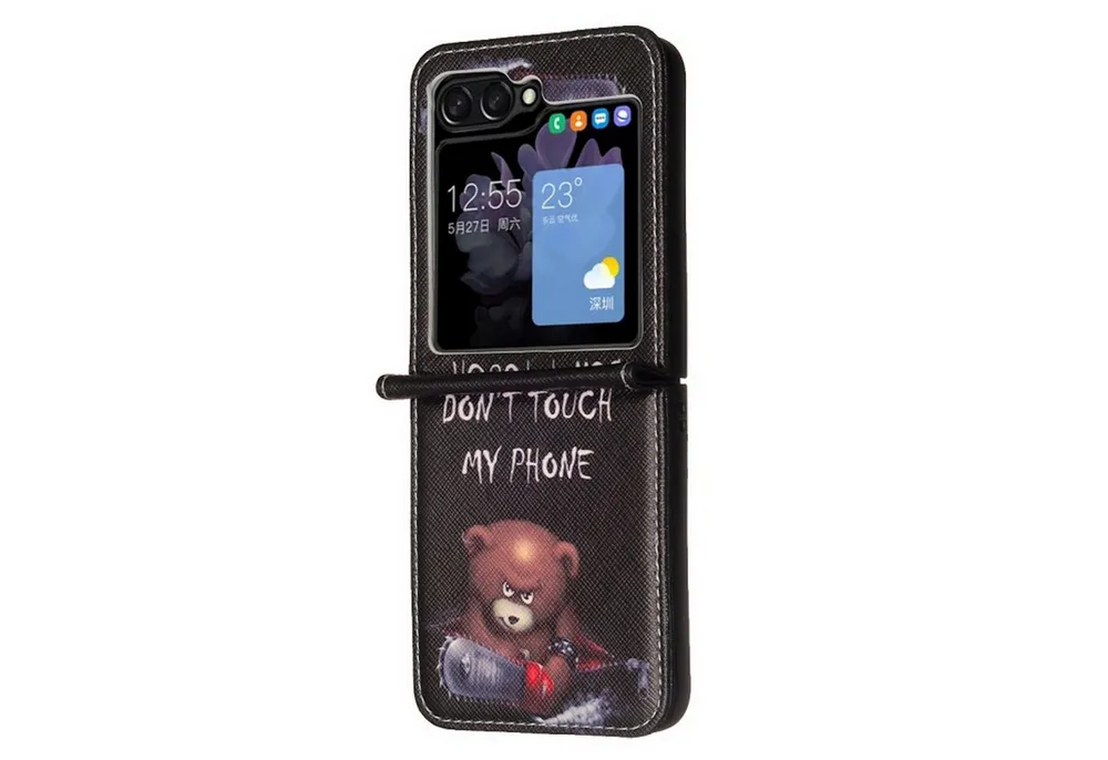Wigento Handyhülle Kunstleder für Samsung Galaxy Z Flip8 5G Bär Motiv 6,90 Zoll, Bär Motiv, leichte Bauweise
