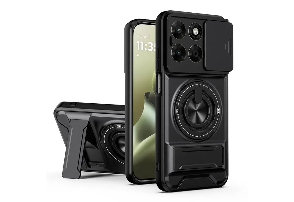 Wigento Handyhülle Magnetisch für Motorola Moto G67 5G Camshield Stand Magnetisch Case 6,78 Zoll, Magnetisch, Camshield, Standfunktion