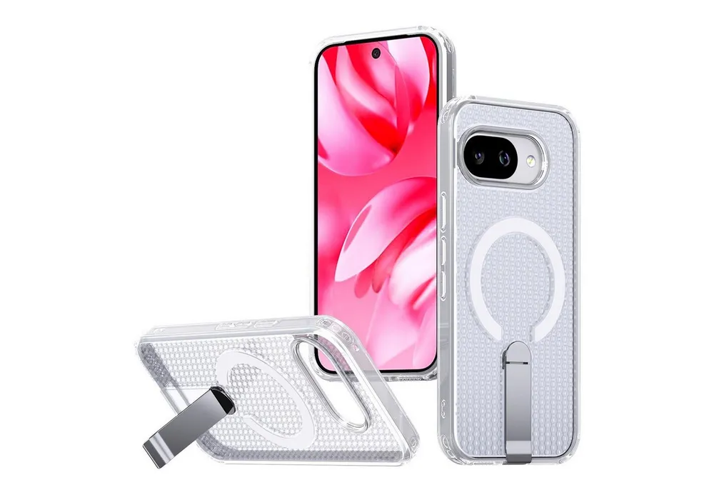 Wigento Handyhülle MagSafe für Google Pixel 10a Honeycomb Design Kühl Cover Transparent 6,3 Zoll, MagSafe, Standfunktion, Kühlstruktur