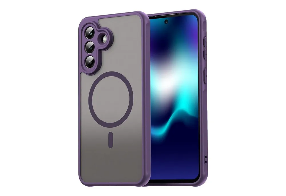 Wigento Handyhülle MagSafe für Samsung Galaxy A57 5G TPU Hybrid Kameraschutz Matt Lila 6,7 Zoll, MagSafe-kompatibel, frosted Design, stoßfest