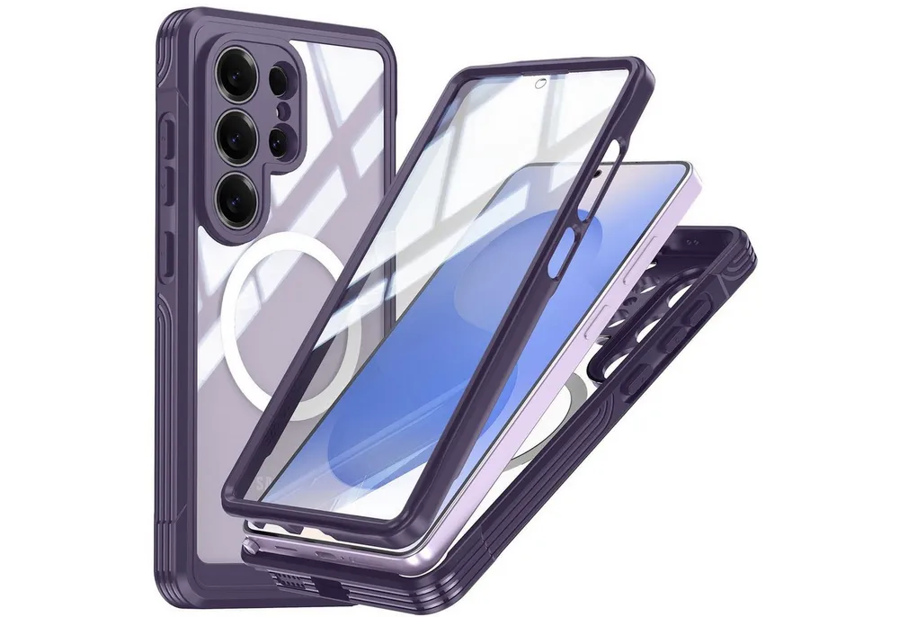 Wigento Handyhülle MagSafe für Samsung Galaxy S26 Ultra 5G 360 Grad Bumper Lila 6,9 Zoll, Full Body, MagSafe-Unterstützung, präzise Passform