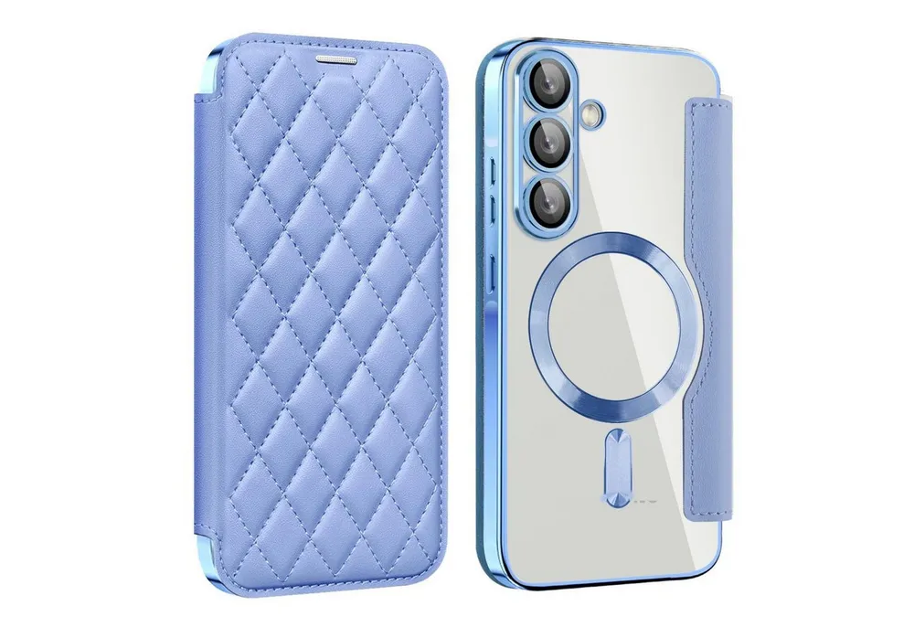 Wigento Handyhülle MagSafe für Samsung Galaxy A57 / A37 5G Kunstleder RFID Schutz H- Blau 6,7 Zoll, MagSafe, RFID Schutz, Standfunktion