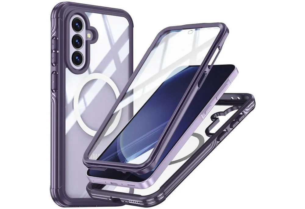 Wigento Handyhülle MagSafe für Samsung Galaxy A57 / A37 5G 360 Grad Hybrid Bumper Lila 6,7 Zoll, Full Body, MagSafe-Unterstützung, präzise Passform
