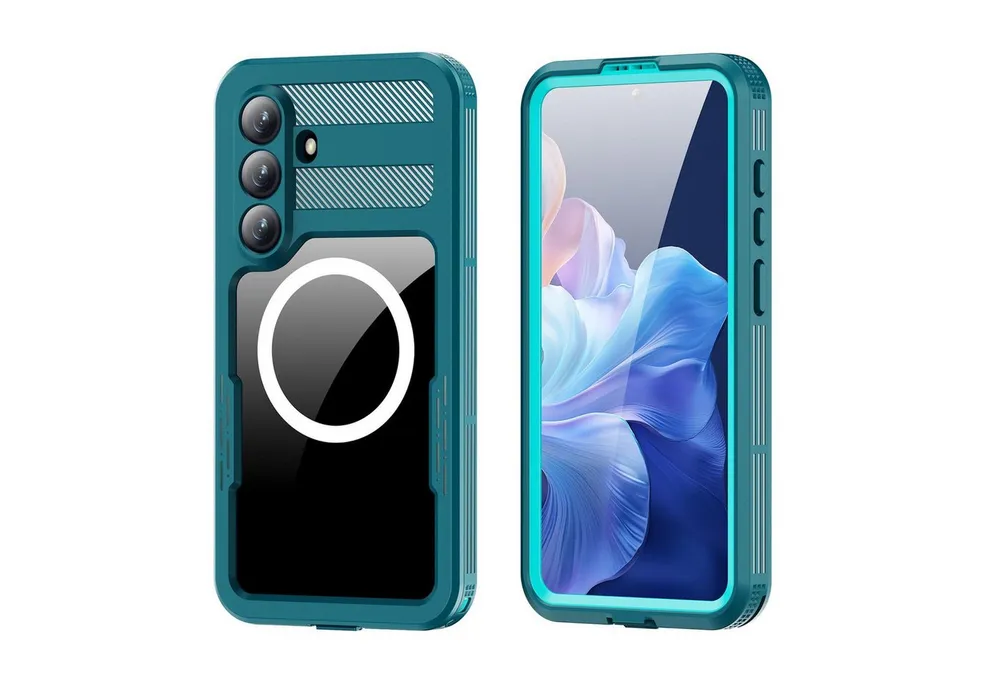 Wigento Handyhülle MagSafe wasserdicht für Samsung Galaxy S26 360 Grad Bumper Blau 6,3 Zoll, Wasserdicht,Full Body, MagSafe-Unterstützung, präzise Passform