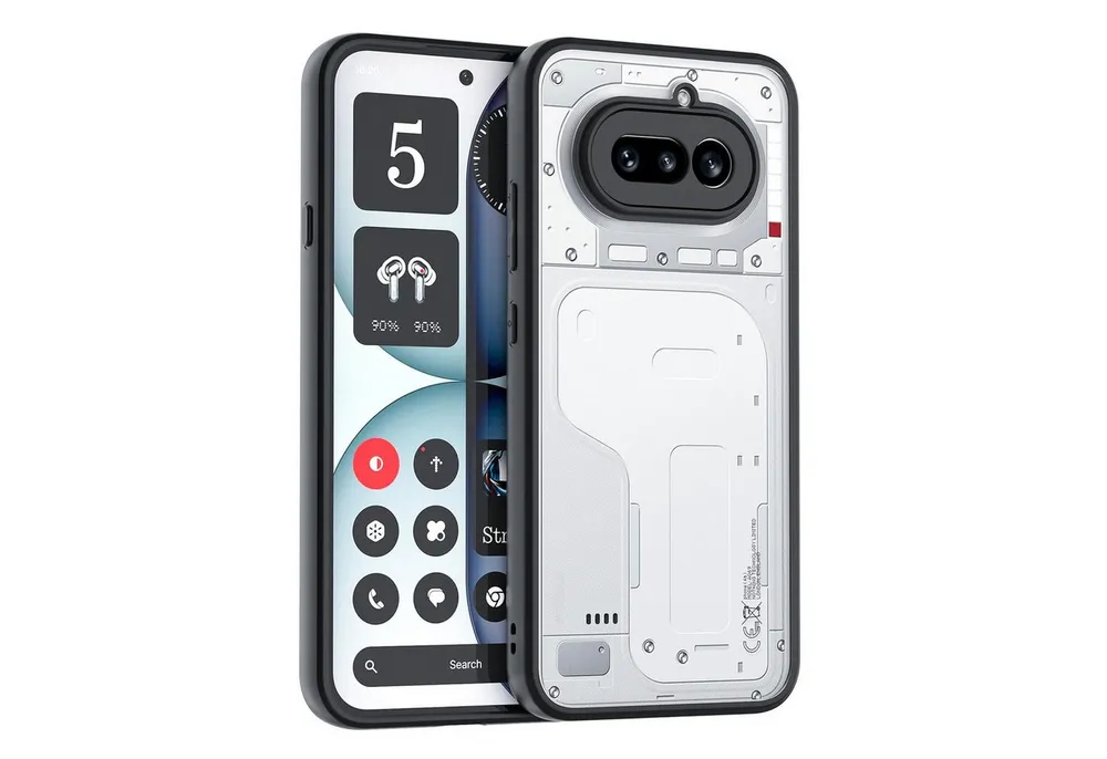 Wigento Handyhülle Stoßfest für Nothing Phone 4a TPU Silikon PC Linsenschutz Schwarz 6,8 Zoll, Linsenschutz