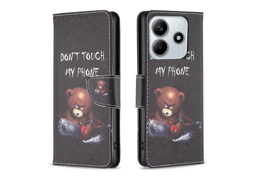 Wigento Smartphone-Hülle Für Xiaomi Redmi Note 14 5G Kunstleder Book Wallet Design Tasche Hülle, Kunst-Leder Schutzhülle magnetischer Verschluss
