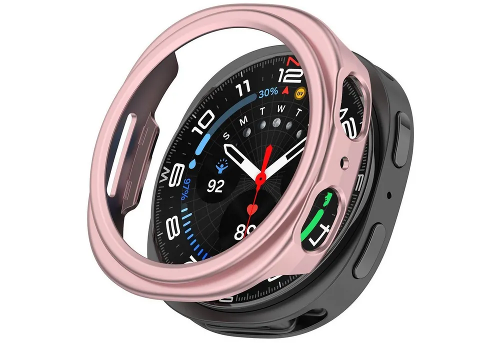 Wigento Smartwatch-Hülle Für Samsung Galaxy Watch 8 44mm Design Kunststoff Schutz Hülle Rosa, Halbseitiger Kunststoff-Schutz, leicht und langlebig