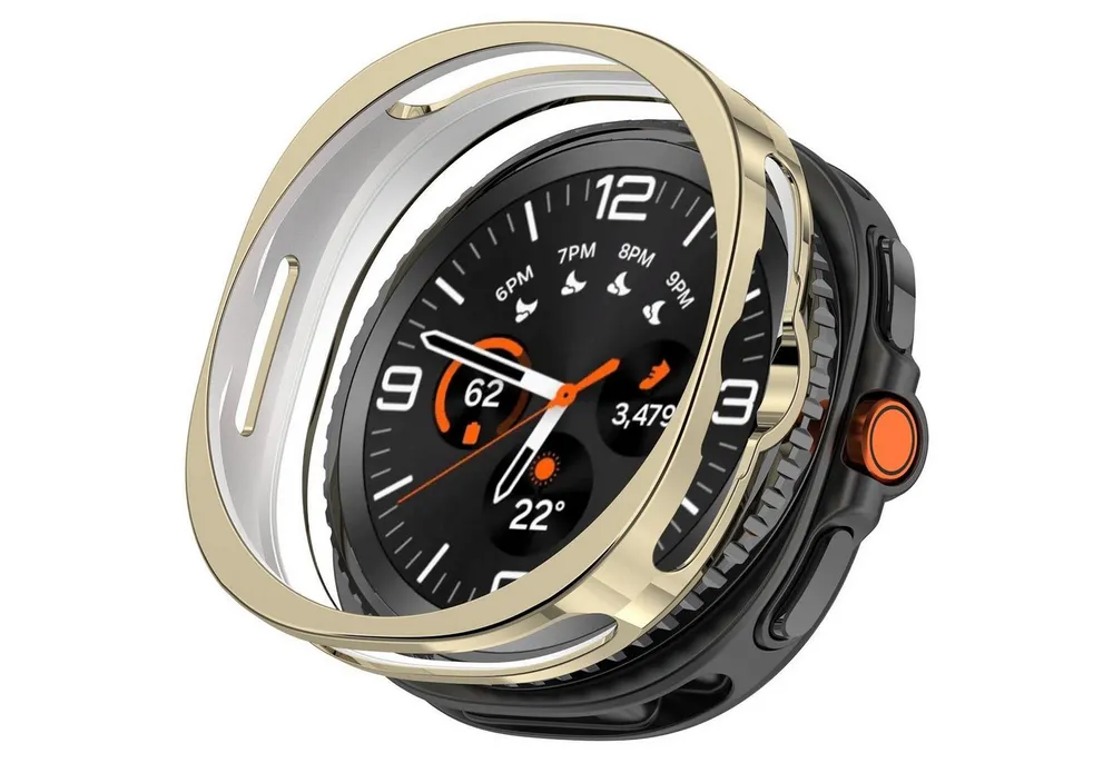 Wigento Smartwatch-Hülle Für Samsung Galaxy Watch 8 Classic 46mm TPU Schutz Gehäuse Gold, Leicht, halboffenes Design, kratzfest