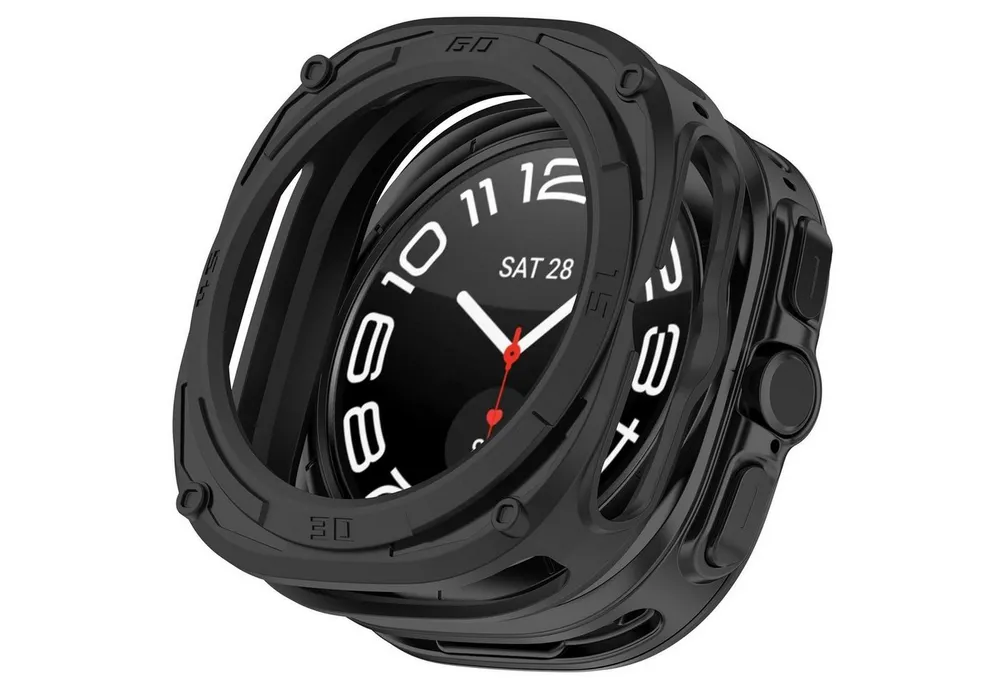 Wigento Smartwatch-Hülle Für Samsung Galaxy Watch Ultra 47mm Armored TPU Gehäuse Hülle Schwarz