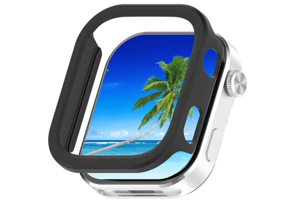 Wigento Smartwatch-Hülle Kunststoff für Xiaomi Redmi Watch 6 Schutzcase Halbabdeckung Schwarz, Halbabdeckung, leicht