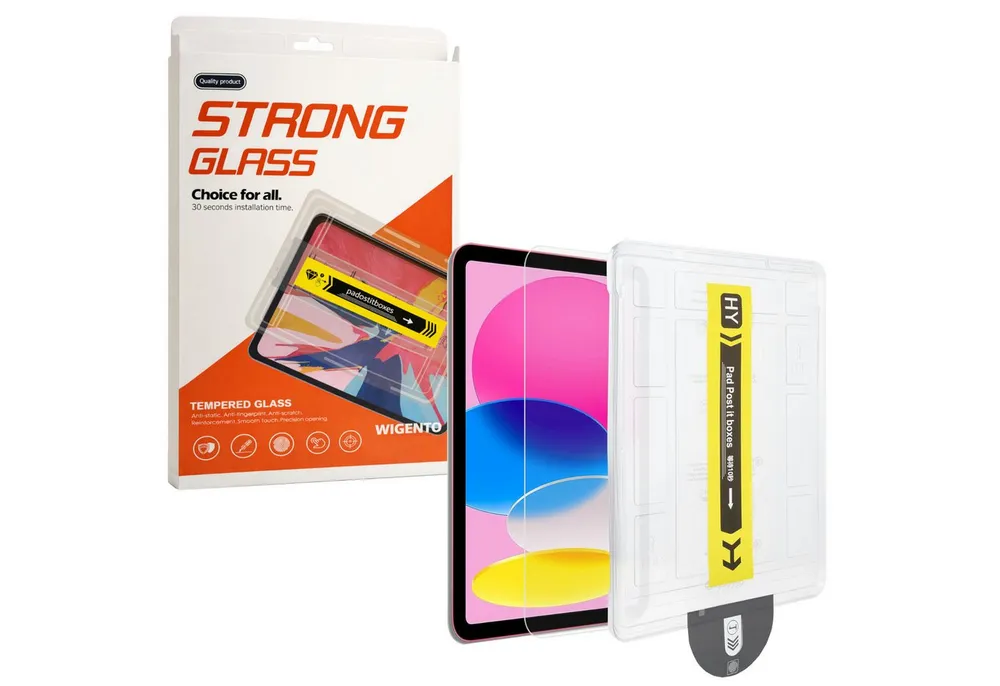 Wigento Tablet-Hülle Für Apple iPad 11th 2025 / 10.9 2022 SnapFit Glas Installationshilfe, 9H Härte, kratzfest, stoßfest, Installationshilfe, Oleophob