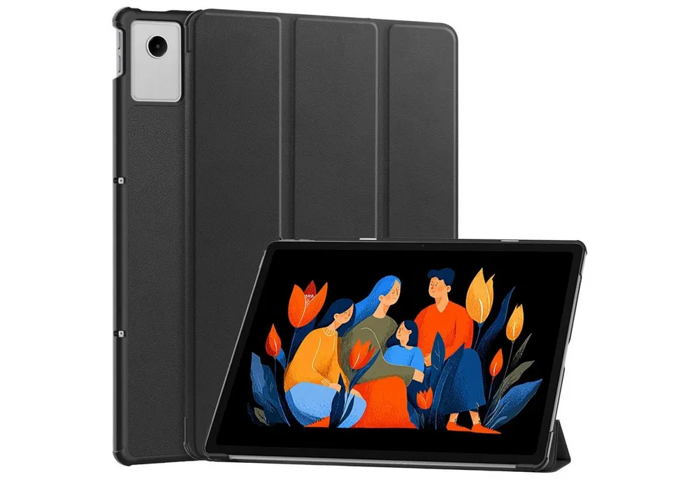 Wigento Tablet-Hülle Für Lenovo Idea Tab Plus 12.1 Zoll 3folt Wake UP Smart Tasche Schwarz, 3-Fach Halterung, Kratzfest, Leicht