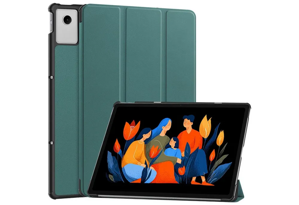 Wigento Tablet-Hülle Für Lenovo Idea Tab Plus 12.1 Zoll 3folt Wake UP Smart Tasche Grün, 3-Fach Halterung, Kratzfest, Leicht