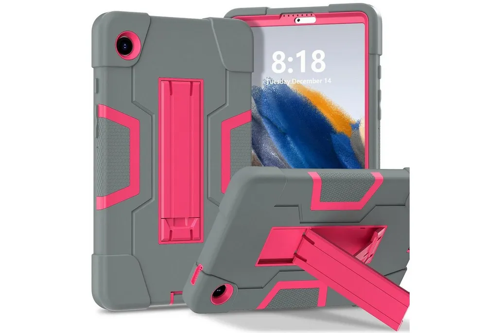 Wigento Tablet-Hülle Für Samsung Galaxy Tab A11 Color Hybrid Design Hülle mit Halter Grau, Stoßfest, Kontrastdesign, Halterfunktion