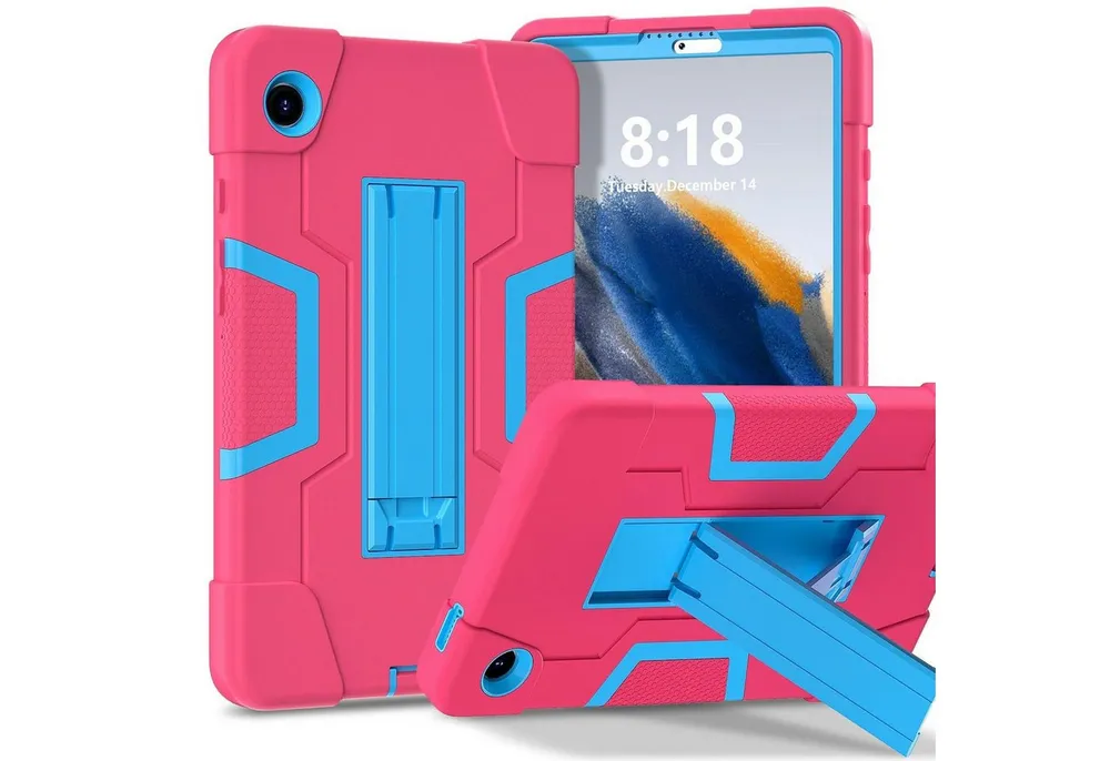 Wigento Tablet-Hülle Für Samsung Galaxy Tab A11 Color Hybrid Design Hülle mit Halter Pink, Stoßfest, Kontrastdesign, Halterfunktion