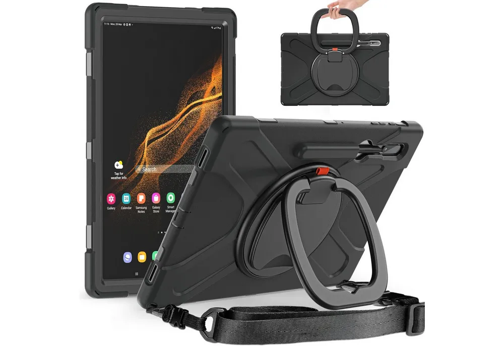 Wigento Tablet-Hülle Für Samsung Galaxy Tab S10 / S9 / S8 Ultra Outdoor Hybrid 360 Grad