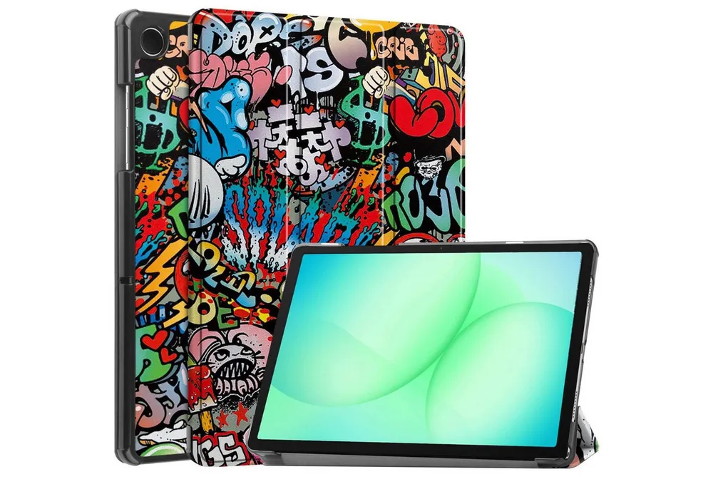 Wigento Tablet-Hülle für Samsung Galaxy Tab A11+ Plus / A9+ Plus 3folt Smart Graffiti, Graffiti Design, 3-Fold Standfunktion