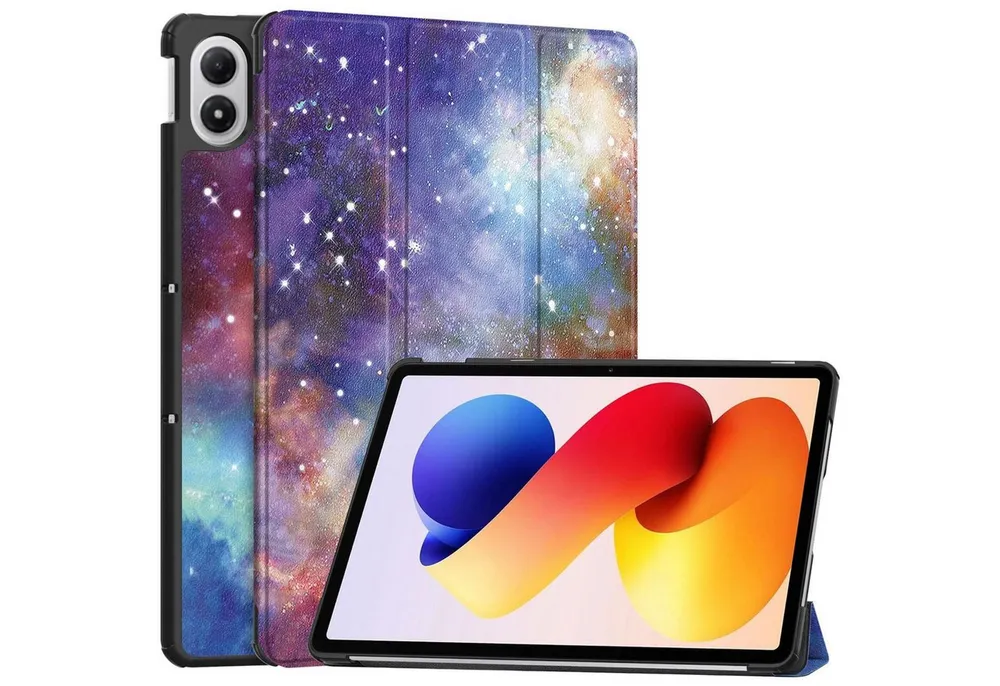 Wigento Tablet-Hülle Für Xiaomi Redmi Pad 2 Pro 12.1" 3folt Wake UP Smart Hülle Milchstraße, Milchstraße Design, 3-Fold Standfunktion