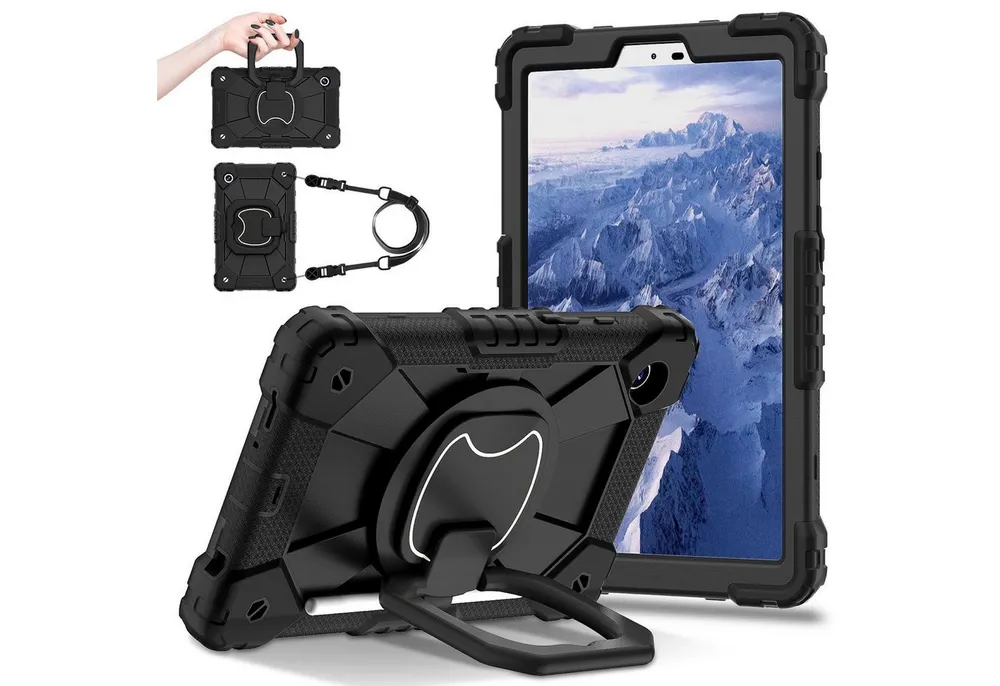 Wigento Tablet-Hülle Outdoor für Samsung Galaxy Tab A11 Plus / A9 Plus Halter Schultergurt, Hybrid Schutzhülle Smart Case Cover mit Schultergurt