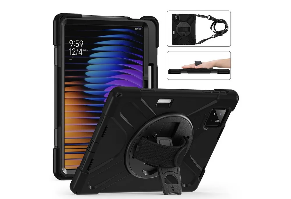 Wigento Tablet-Hülle Outdoor für Xiaomi Pad 8 / 8 Pro / Pad 7 / 7 Pro Hybrid Schultergurt
