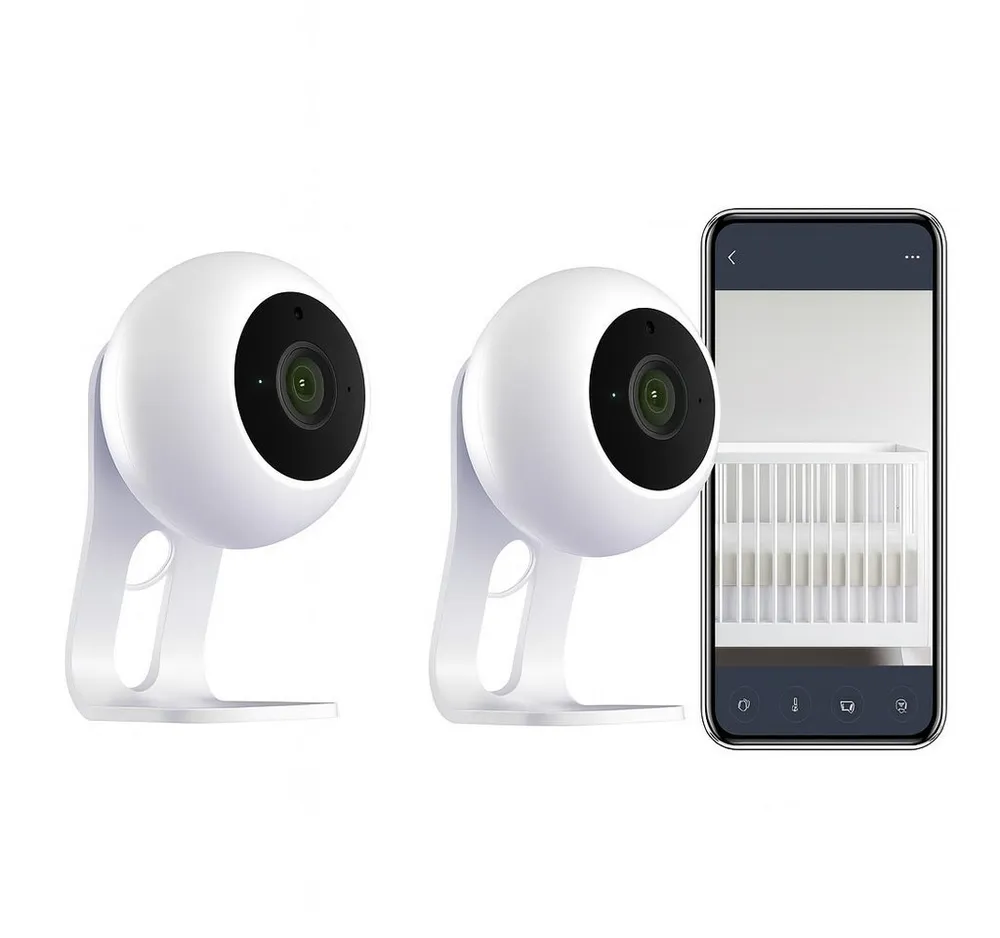 Winees Video-Babyphone, 2K HD Auflösung, Babymonitor, 2-tlg., App 24x7 Überwachung, Bewegungserkennung, Zwei-Wege-Audio, Flexible Installation, Sirene und App-Steuerung