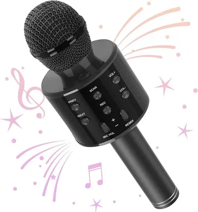 Wisam Mikrofon Wisam® WS-858 Wireless Hifi Speaker Bluetooth Karaoke Mikrofon Schwarz (Packung, 1-tlg), Karaoke