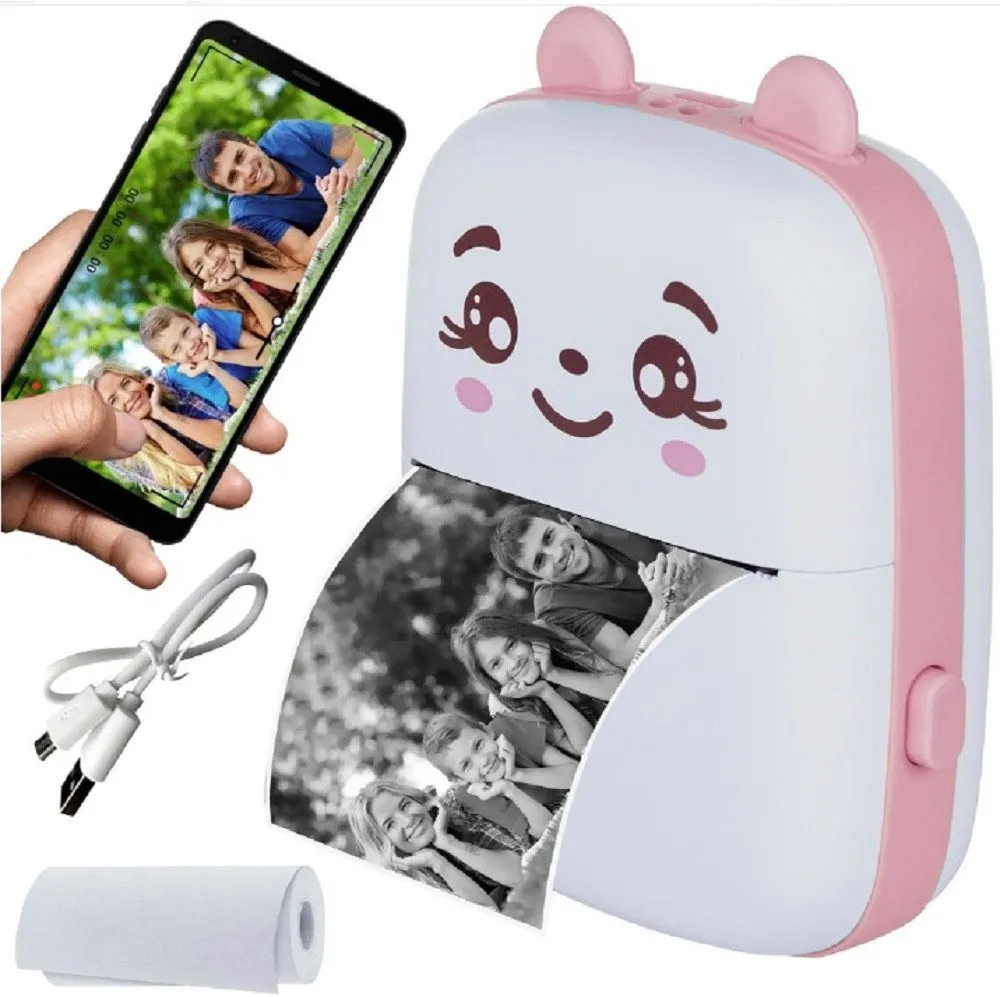 Wisam Mini Bluetooth Taschendrucker Kompatibel mit iOS Android Rosa Etikettendrucker, (Bluetooth, Thermodruck)