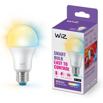 WIZ Whites Smart LED-Glühbirne Wi-Fi Weiß Dimmbar 8W E27 A60