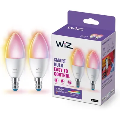 WIZ 2x Smart LED-Kerzenlampe Wi-Fi RGBW 40W C37 E14