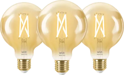 WiZ Smart-Filamentlampe Globe 3er-Pack - Warm- bis kaltweißes Licht - E27