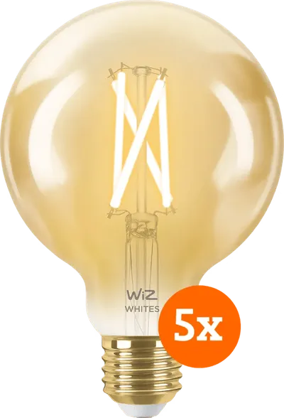 WiZ Smart-Filamentlampe Globe 5er-Pack - Warm- bis kaltweißes Licht - E27