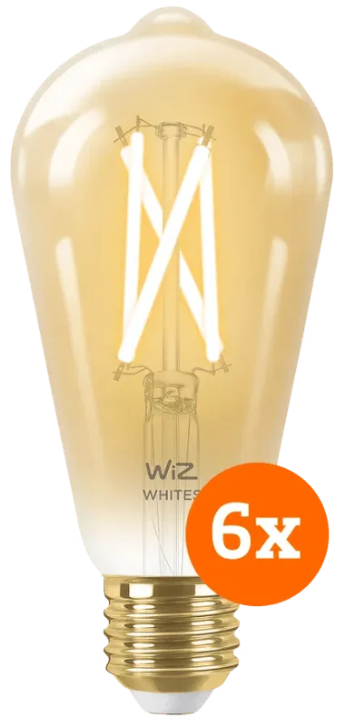 WiZ Smarte Filamentlampe Edison 6er-Pack - Warm- bis kaltweißes Licht - E27