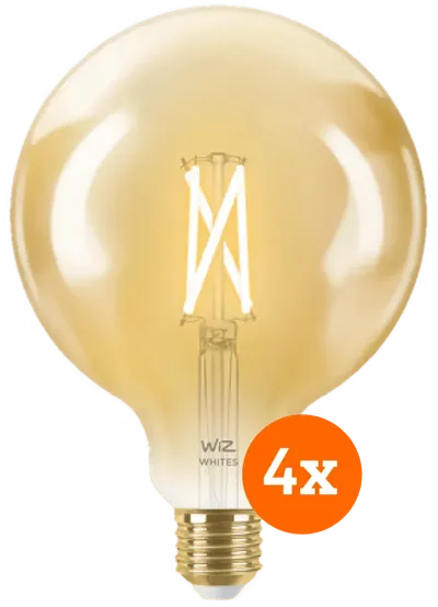 WiZ Smarte Filamentlampe Globe XL 4er-Pack - Warm- bis kaltweißes Licht - E27