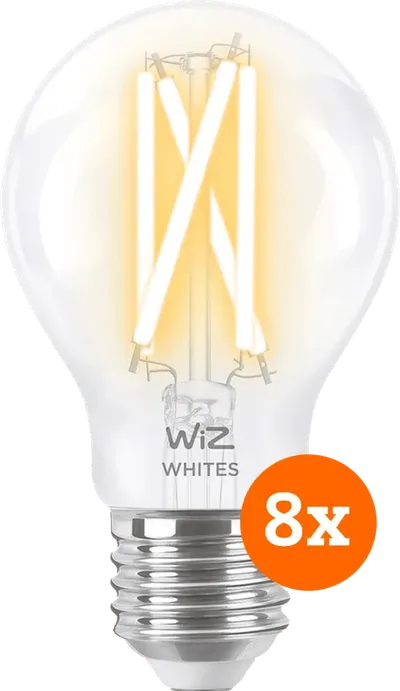 WiZ Smarte Filamentlampe Standard 8er-Pack - Warm- bis kaltweißes Licht - E27