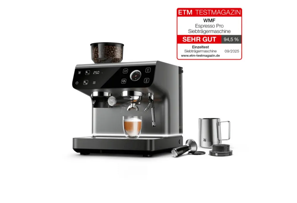WMF Siebträgermaschine Espresso Pro, WMF Doppel-Thermoblock Technologie, Intuitives Touch-Display aus Glas