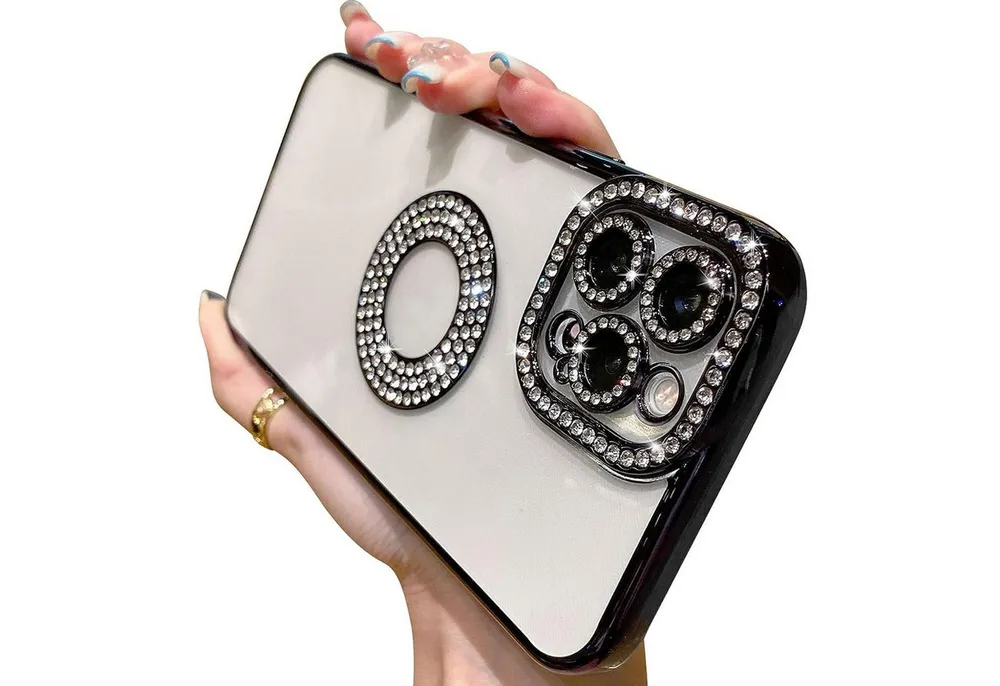 Wörleonline Handyhülle für Apple iPhone 13 Pro Max Hülle, TPU Handyhülle mit Glitzer Diamanten aus Acryl