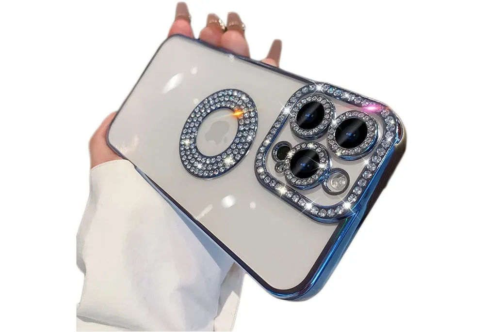 Wörleonline Handyhülle für Apple iPhone 15 Pro Max Hülle, TPU Handyhülle mit Glitzer Diamanten aus Acryl