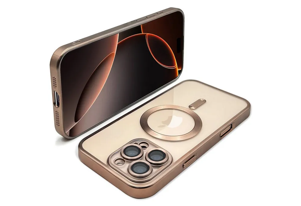 Wörleonline Handyhülle für iPhone 16 Pro / iPhone 16 Pro Max mit integriertem Kameraschutz, TPU Schutzhülle in passendem Titan-Farbton, MagSafe kompatible Hülle