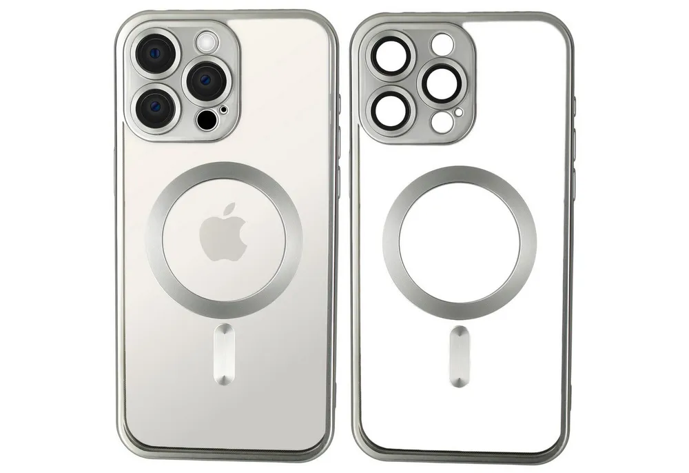 Wörleonline Handyhülle für iPhone 15 Pro Max mit integriertem Kameraschutz, TPU Schutzhülle in passendem Titan-Farbton, MagSafe kompatible Hülle