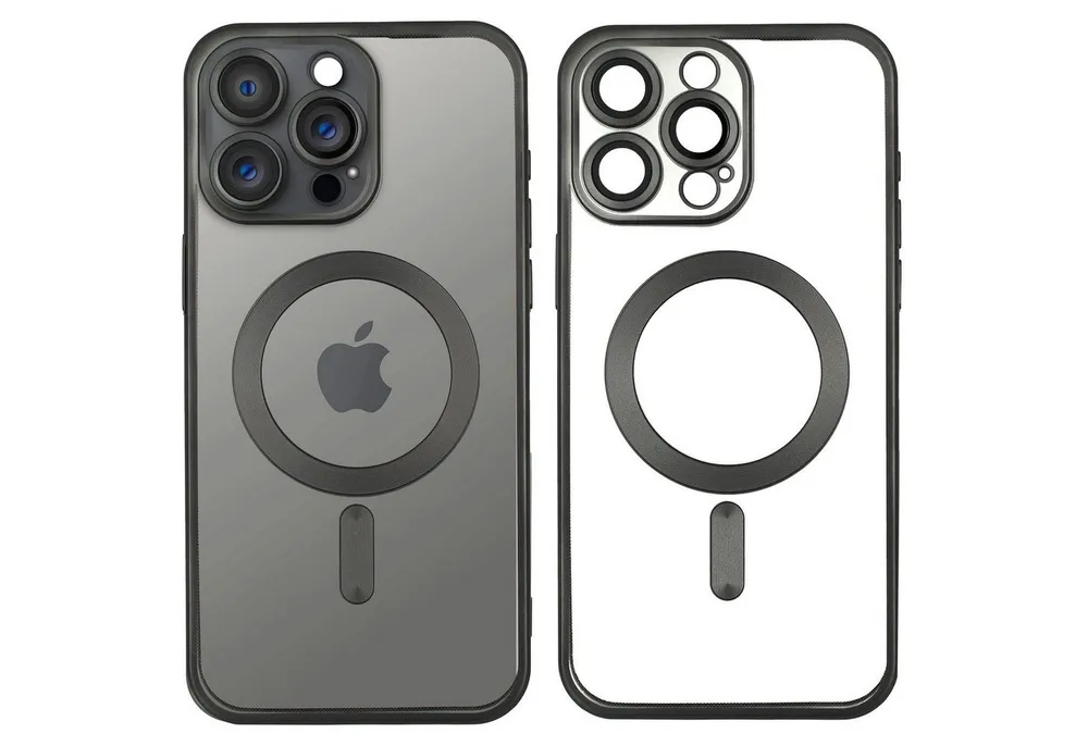 Wörleonline Handyhülle für iPhone 15 Pro Max mit integriertem Kameraschutz, TPU Schutzhülle in passendem Titan-Farbton, MagSafe kompatible Hülle