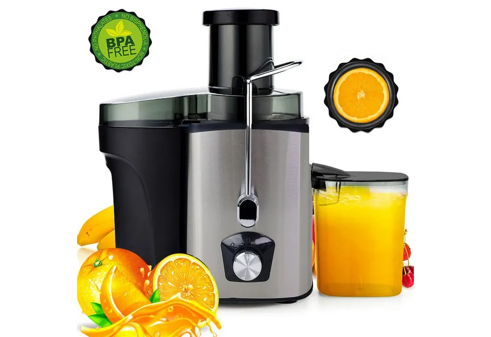 wohnTRAUM24 Entsafter Entsafter, Entsafter Gemüse und Obst, 600W Entsafter aus Edelstahl, 600 W, Schnelles Zentrifugal-Entsafter, Füllöffnung und 3 Geschwindigkeiten