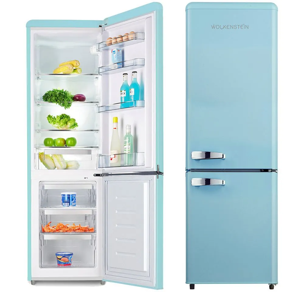 Wolkenstein Kühl-/Gefrierkombination KG250.4RT LB, 177.5 cm hoch, 54.5 cm breit, Retro Kühlschrank 249L