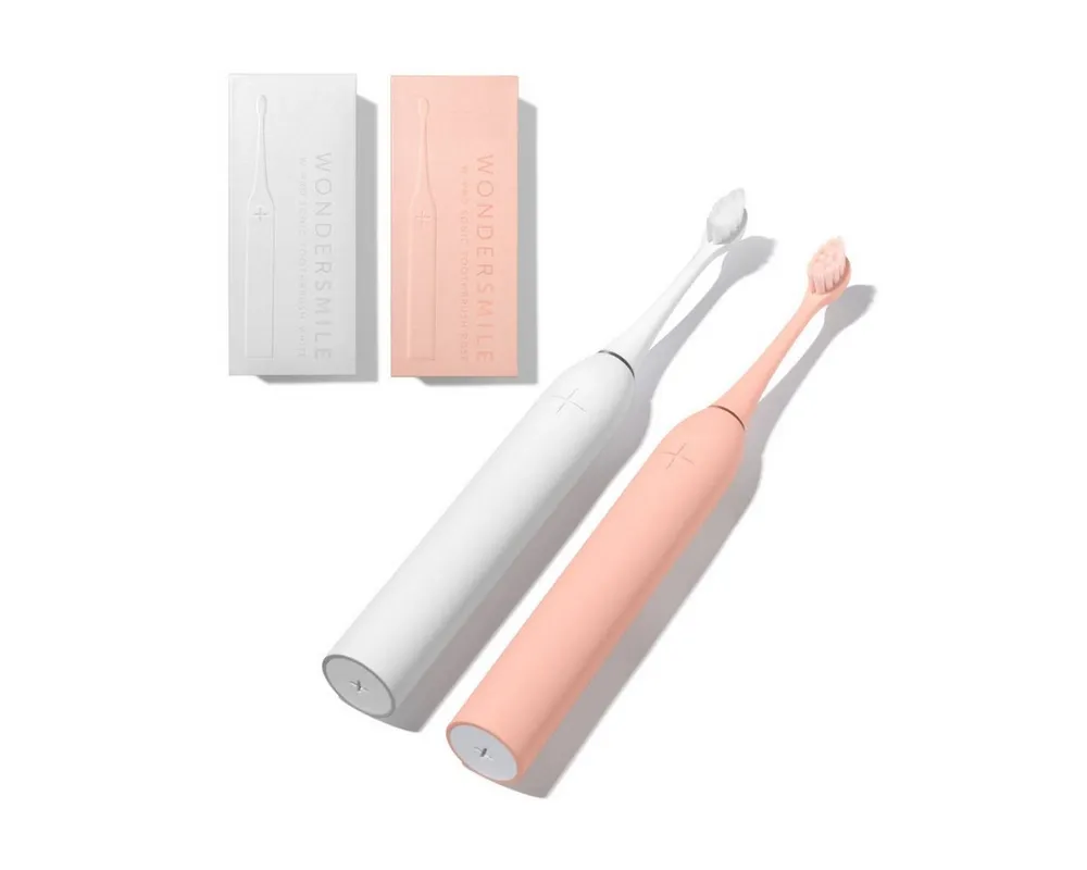 Wondersmile Schallzahnbürste Couple Bundles - Testsieger - 100 Tage risikofrei testen, Aufsteckbürsten: 2 St., Integrierter Zungenreiniger